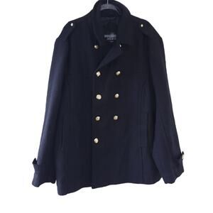 Imperious Wool Blend Coat 3XL Peacoat Black, Gold Buttons, Winter Coat Women